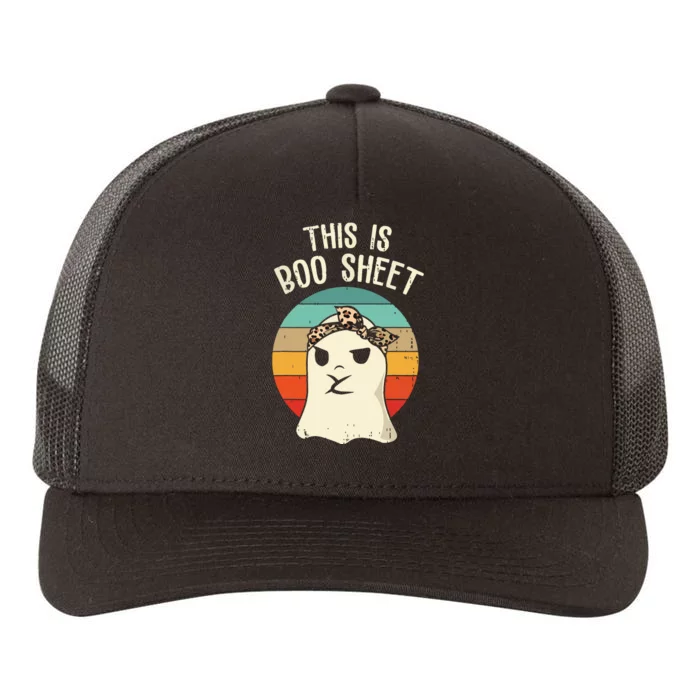 This Is Boo Sheet Ghost Retro Ghost Halloween Leopard Women Yupoong Adult 5-Panel Trucker Hat