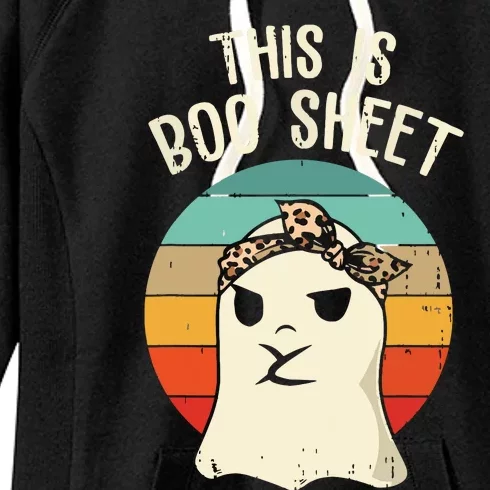 This Is Boo Sheet Ghost Retro Ghost Halloween Leopard Women Women's Fleece Hoodie