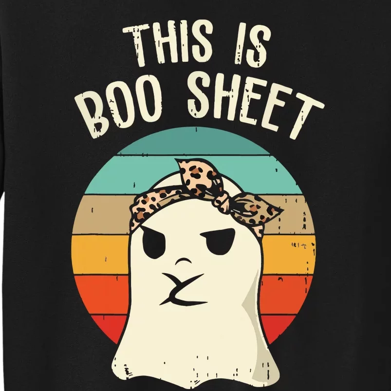 This Is Boo Sheet Ghost Retro Ghost Halloween Leopard Women Tall Sweatshirt