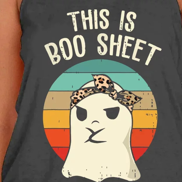 This Is Boo Sheet Ghost Retro Ghost Halloween Leopard Women Women's Knotted Racerback Tank