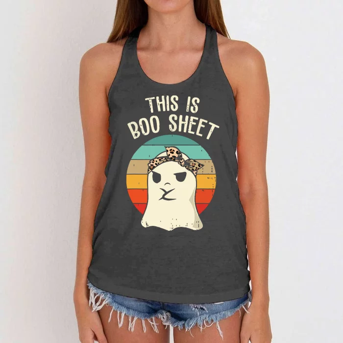 This Is Boo Sheet Ghost Retro Ghost Halloween Leopard Women Women's Knotted Racerback Tank