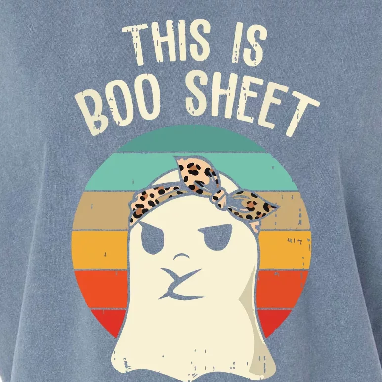 This Is Boo Sheet Ghost Retro Ghost Halloween Leopard Women Garment-Dyed Women's Muscle Tee