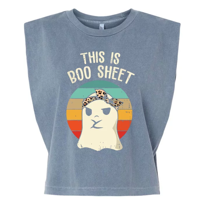 This Is Boo Sheet Ghost Retro Ghost Halloween Leopard Women Garment-Dyed Women's Muscle Tee