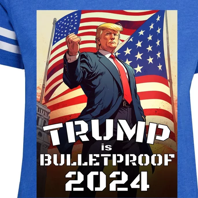 Trump Is Bulletproof Fight! Fight! Fight! 2024 Cute Gift Enza Ladies Jersey Football T-Shirt