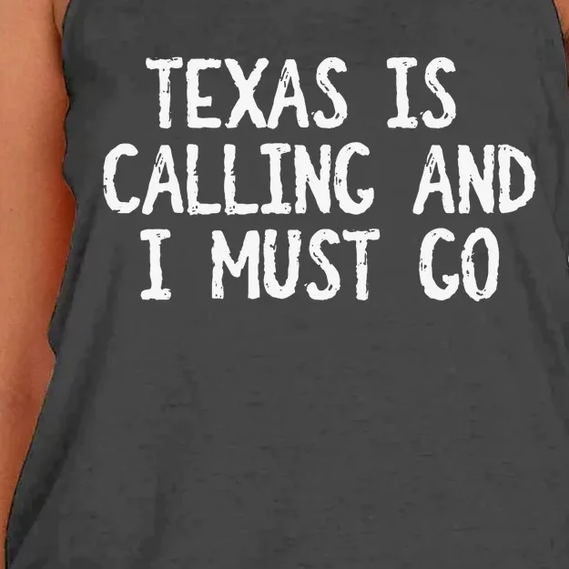 Texas is Calling and I Must Go Funny Home State Women's Knotted Racerback Tank