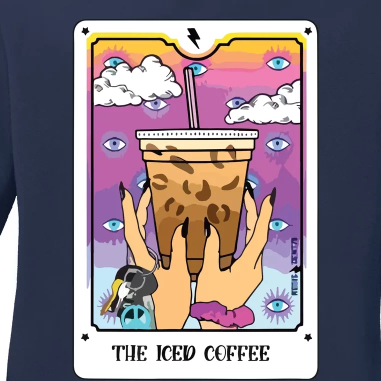 The Iced Coffee Tarot Card Funny Iced Coffee Lover Witchy Ladies Long Sleeve Shirt