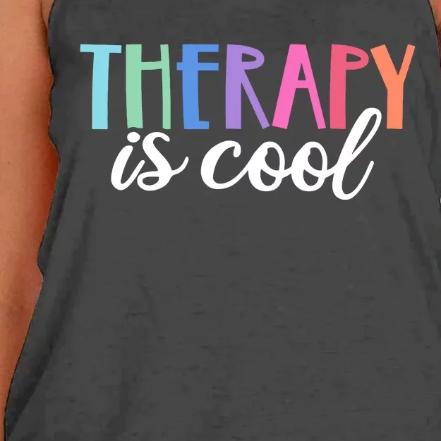 Therapy Is Cool Self Care Mental Health Matters Awareness Women's Knotted Racerback Tank