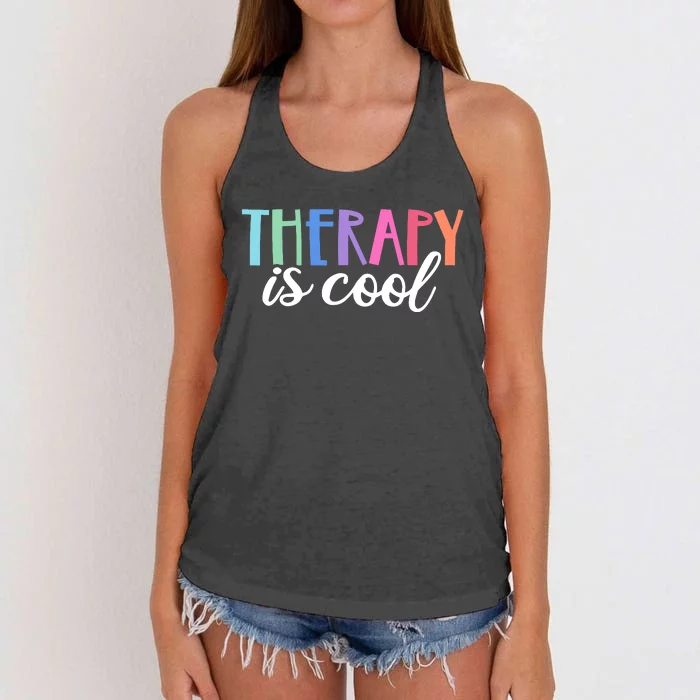 Therapy Is Cool Self Care Mental Health Matters Awareness Women's Knotted Racerback Tank