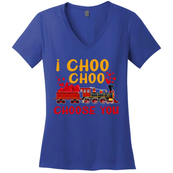 Train I Choo Choo Choose You Valentines Day Funny Gift Cool Gift Women's V-Neck T-Shirt