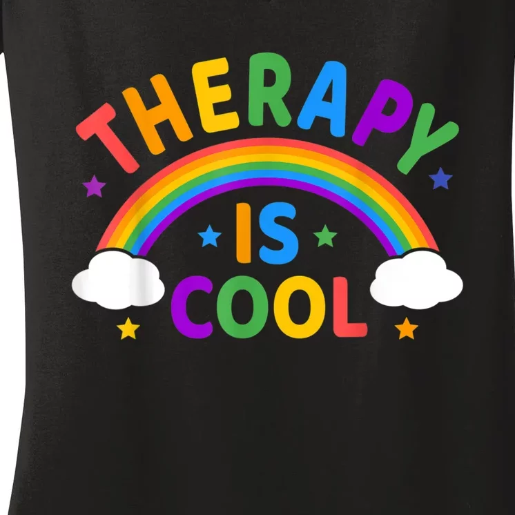 Therapy Is Cool ! End The Stigma Mental Health Awareness Women's V-Neck T-Shirt