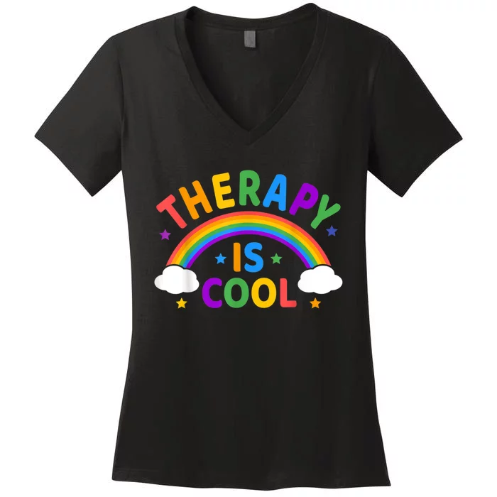 Therapy Is Cool ! End The Stigma Mental Health Awareness Women's V-Neck T-Shirt