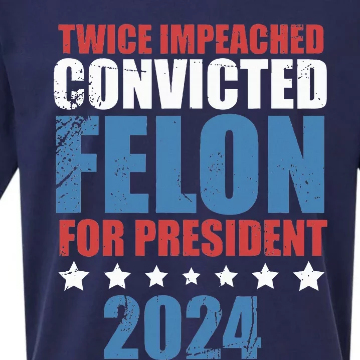 Twice Impeached Convicted Felon Sueded Cloud Jersey T-Shirt