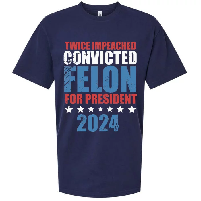 Twice Impeached Convicted Felon Sueded Cloud Jersey T-Shirt