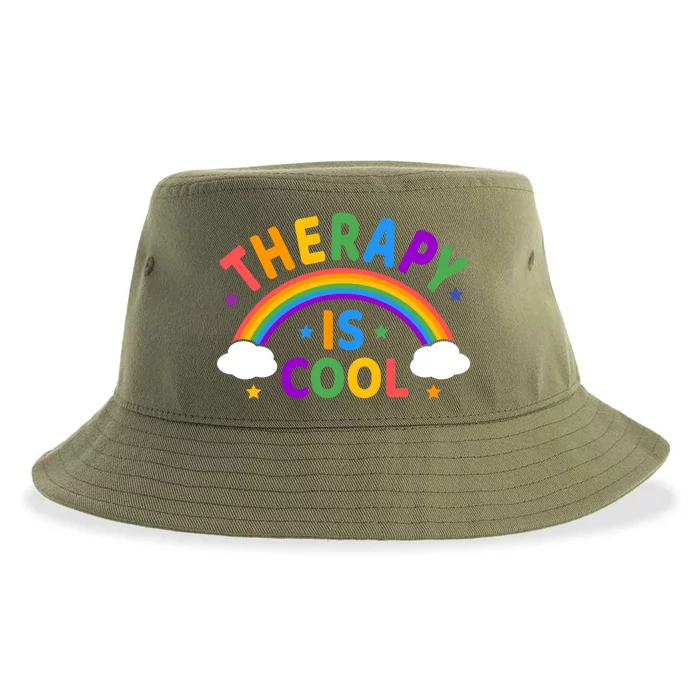 Therapy Is Cool ! End The Stigma Tal Health Awareness Gift Sustainable Bucket Hat