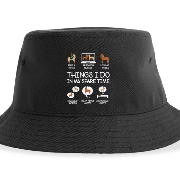 Things I Do In My Spare Time Funny Horse Lovers Sustainable Bucket Hat