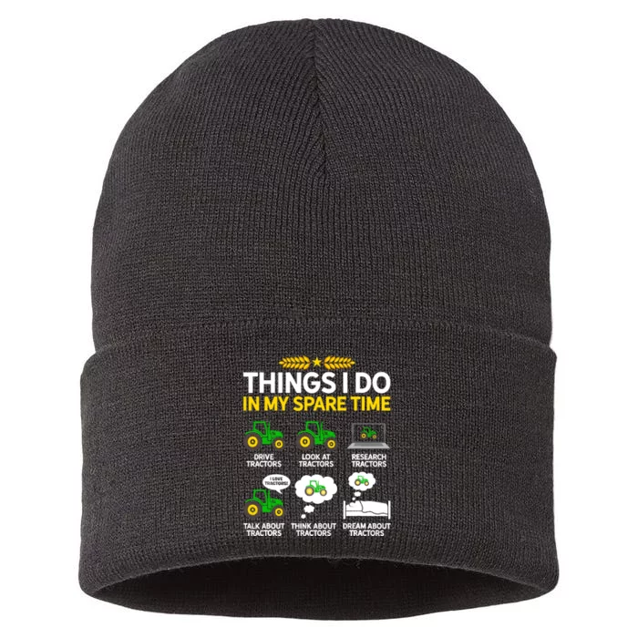 Things I Do In My Spare Time Tractor Agriculture Farmer Sustainable Knit Beanie