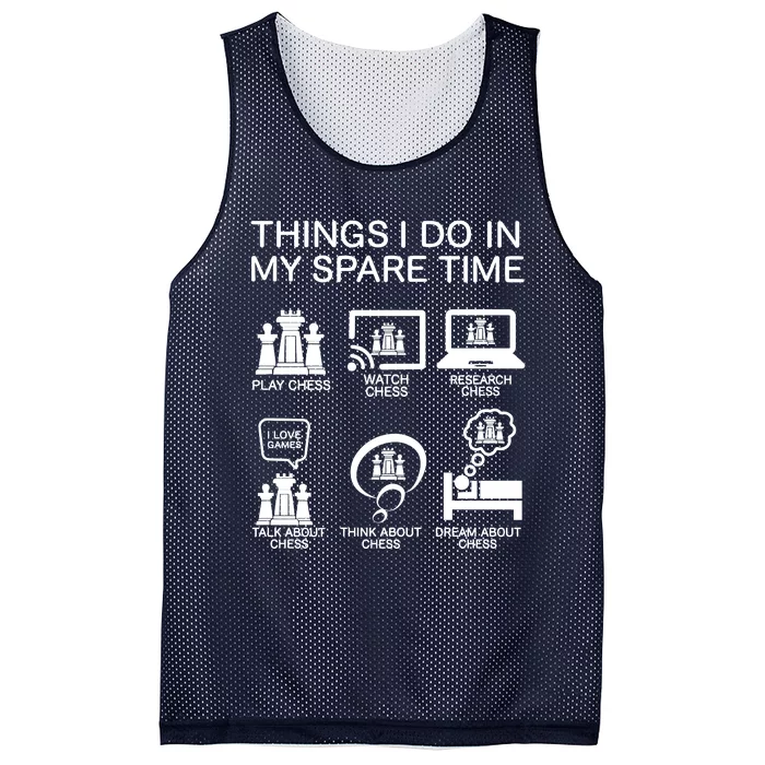 Things I Do In My Spare Time Chess Lover Mesh Reversible Basketball Jersey Tank