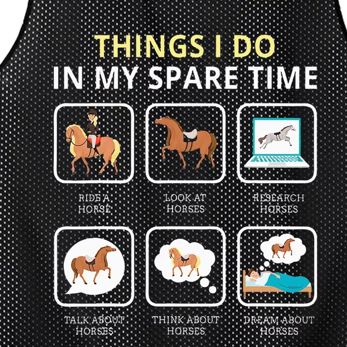 Things I Do In My Spare Time Horse For Women Ladies Mesh Reversible Basketball Jersey Tank