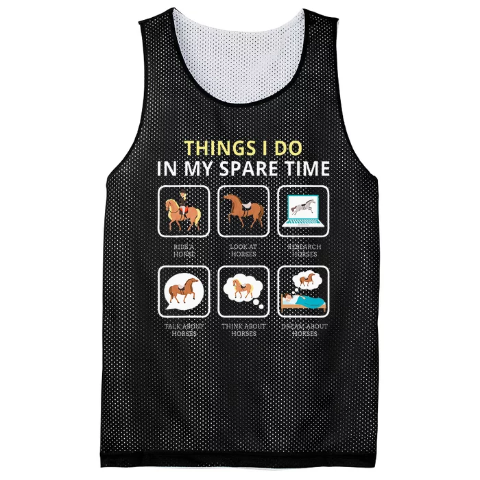 Things I Do In My Spare Time Horse For Women Ladies Mesh Reversible Basketball Jersey Tank