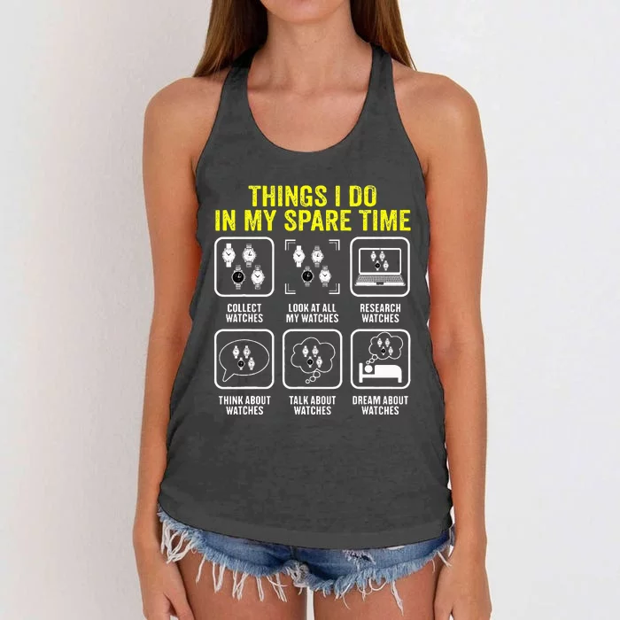 Things I Do In My Spare Time Horologist Watch Collector Women's Knotted Racerback Tank