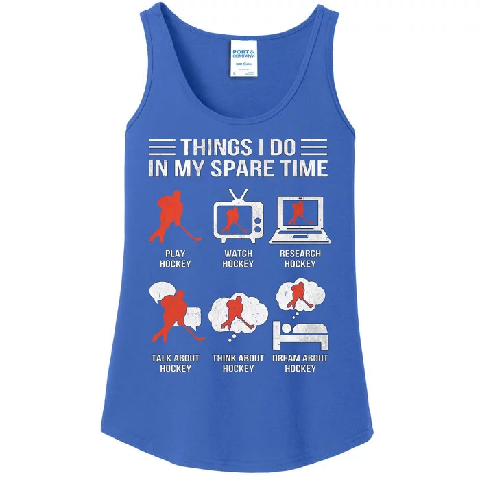 Things I Do In My Spare Time Hockey Funny Gift Ladies Essential Tank