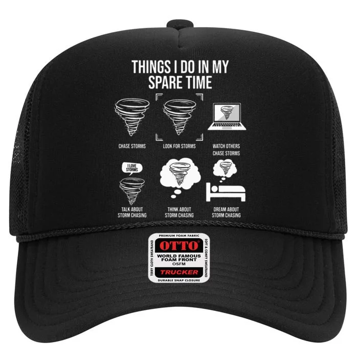 Things I Do In My Spare Time Tornado Storm Chaser High Crown Mesh Trucker Hat