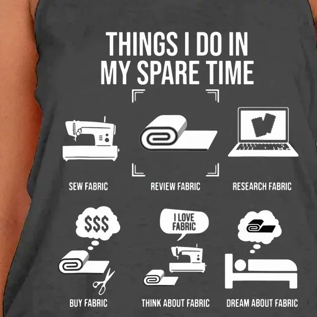 Things I Do In My Spare Time Funny Sewing Women's Knotted Racerback Tank