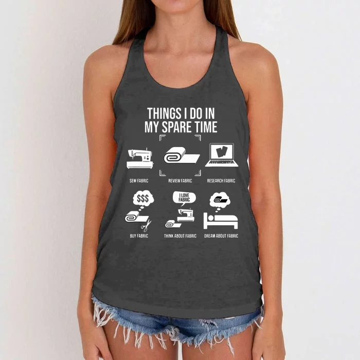 Things I Do In My Spare Time Funny Sewing Women's Knotted Racerback Tank