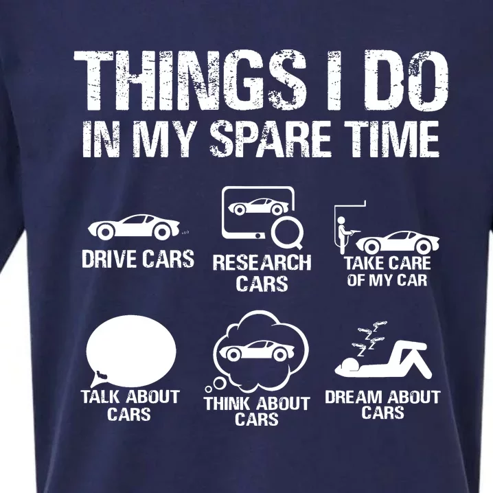 Things I Do In My Spare Time Funny Car Sueded Cloud Jersey T-Shirt