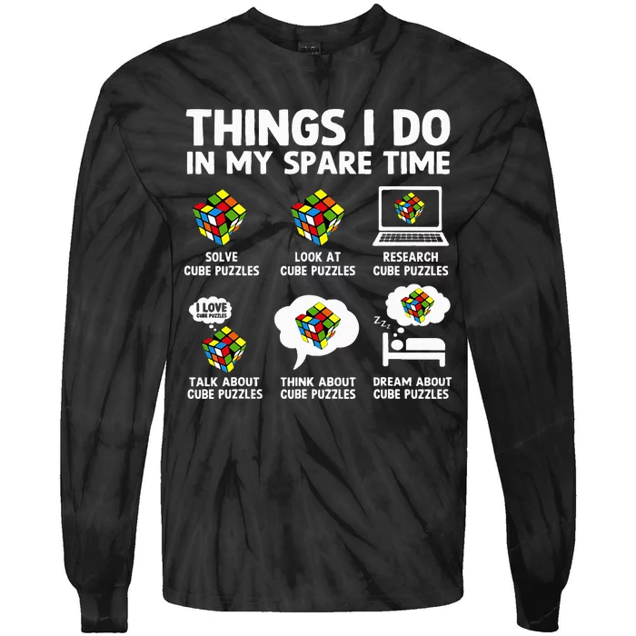 Things I Do In My Spare Time Cube Puzzle Speed Cubing Tie-Dye Long Sleeve Shirt