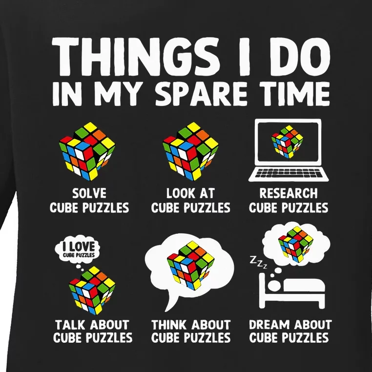 Things I Do In My Spare Time Cube Puzzle Speed Cubing Ladies Long Sleeve Shirt