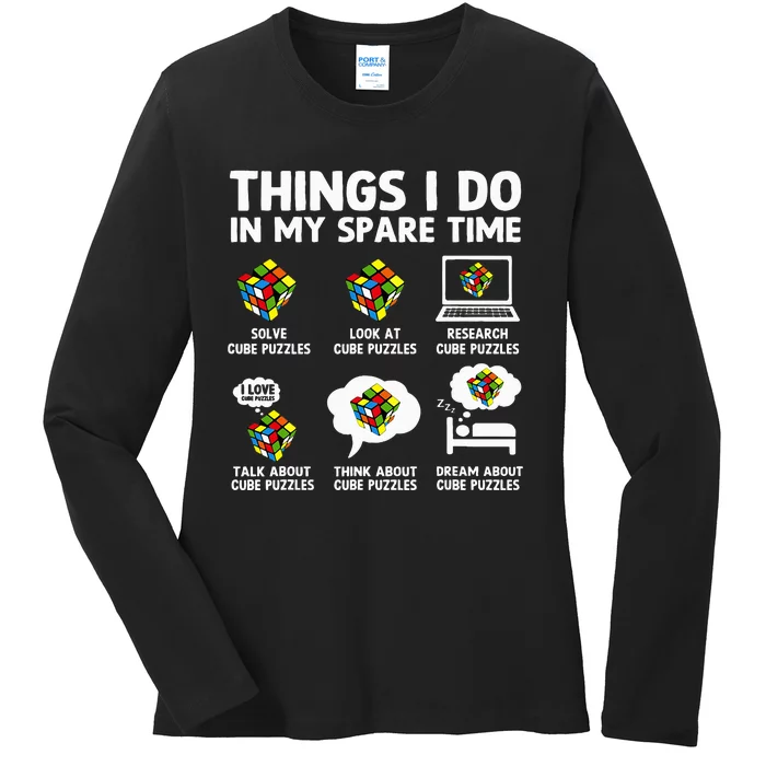 Things I Do In My Spare Time Cube Puzzle Speed Cubing Ladies Long Sleeve Shirt