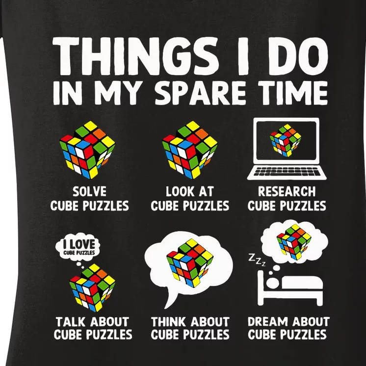 Things I Do In My Spare Time Cube Puzzle Speed Cubing Women's V-Neck T-Shirt