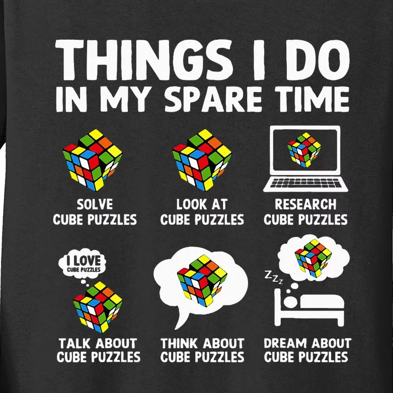 Things I Do In My Spare Time Cube Puzzle Speed Cubing Kids Long Sleeve Shirt