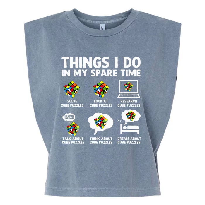 Things I Do In My Spare Time Cube Puzzle Speed Cubing Garment-Dyed Women's Muscle Tee