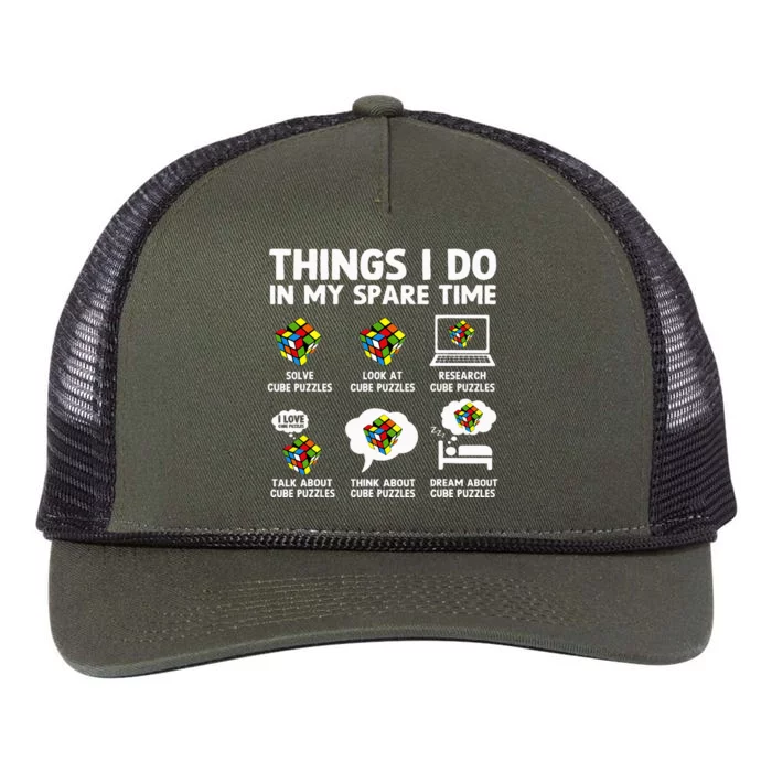 Things I Do In My Spare Time Cube Puzzle Speed Cubing Retro Rope Trucker Hat Cap