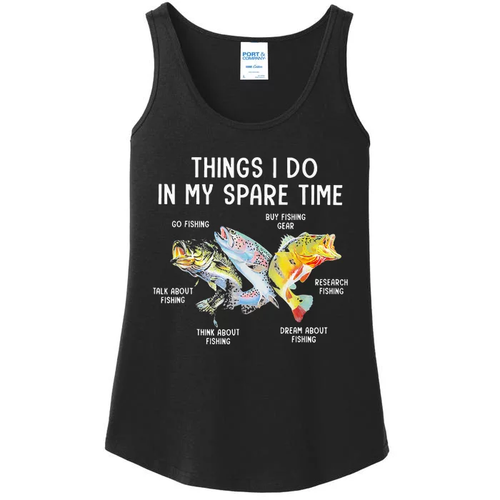 Things I Do In My Spare Time Funny Fishing Ladies Essential Tank