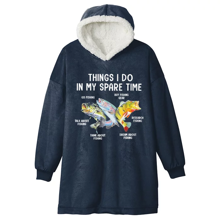 Things I Do In My Spare Time Funny Fishing Hooded Wearable Blanket