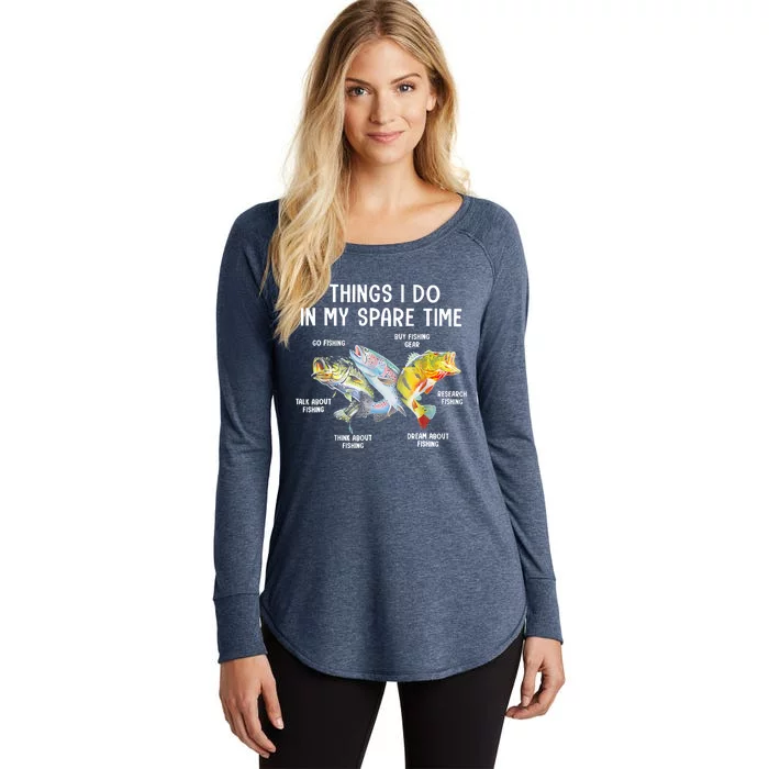 Things I Do In My Spare Time Funny Fishing Women's Perfect Tri Tunic Long  Sleeve Shirt