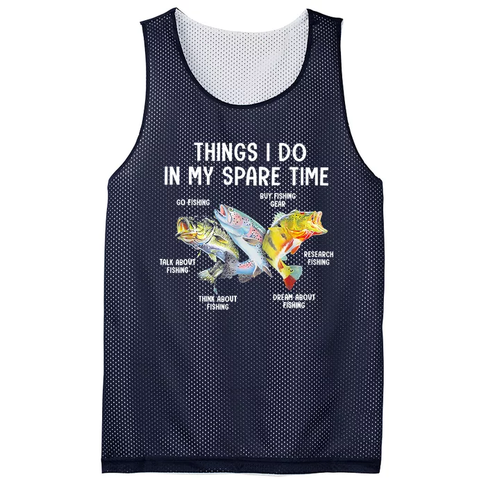 Things I Do In My Spare Time Funny Fishing Mesh Reversible Basketball Jersey Tank