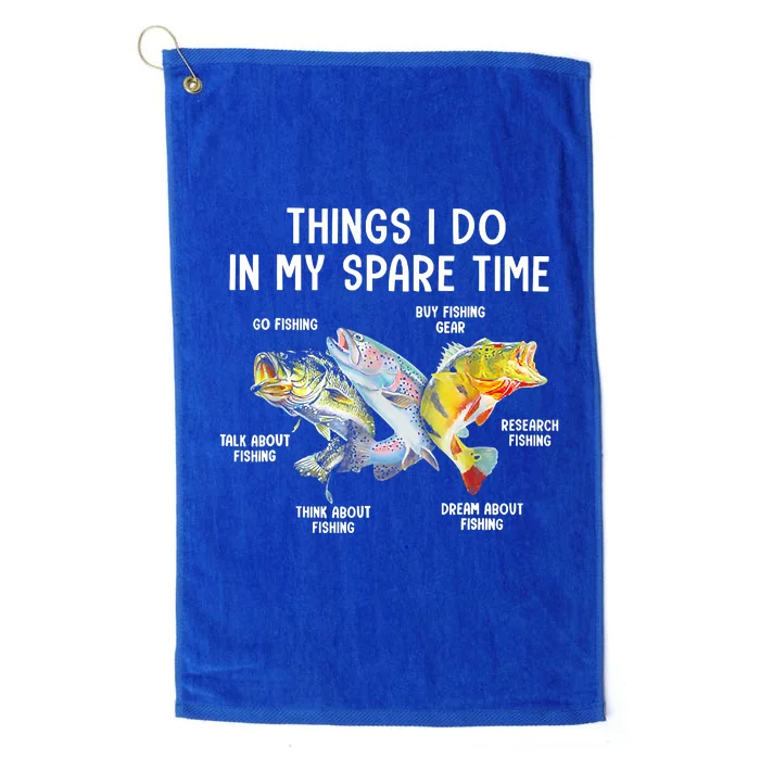 Things I Do In My Spare Time Funny Fishing Platinum Collection Golf Towel