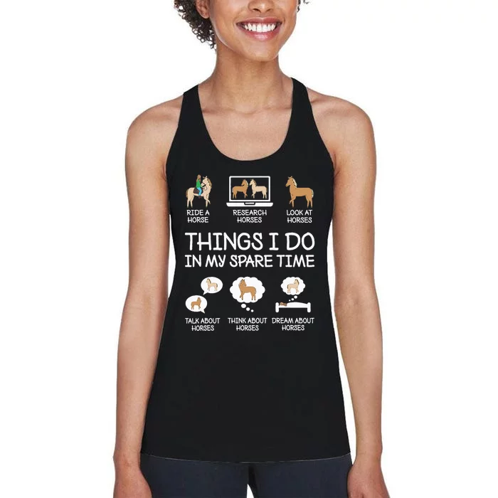 Things I Do In My Spare Time Funny Horse Lovers Women's Racerback Tank