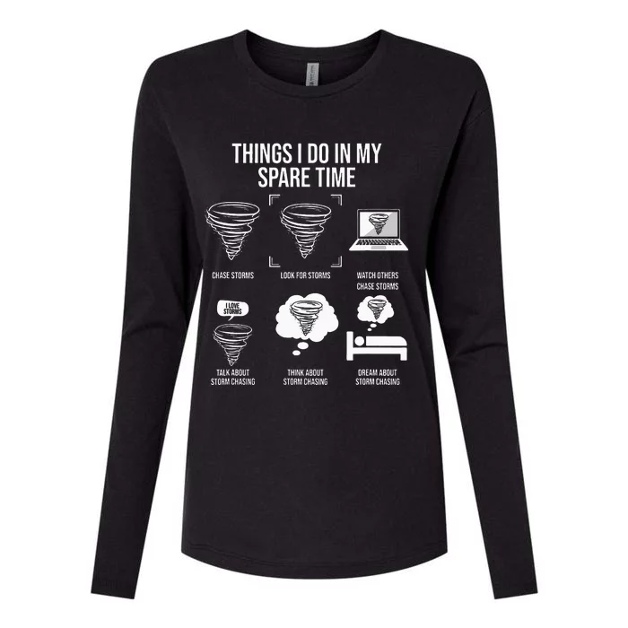 Things I Do In My Spare Time Tornado Storm Chaser Womens Cotton Relaxed Long Sleeve T-Shirt