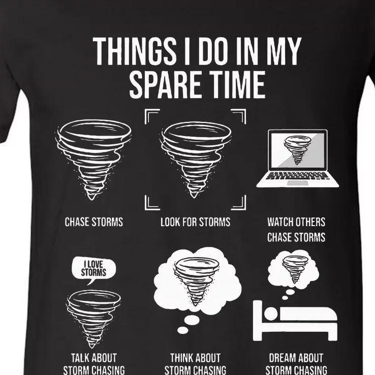 Things I Do In My Spare Time Tornado Storm Chaser V-Neck T-Shirt