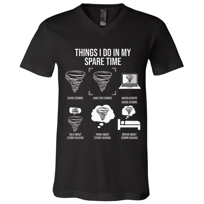 Things I Do In My Spare Time Tornado Storm Chaser V-Neck T-Shirt