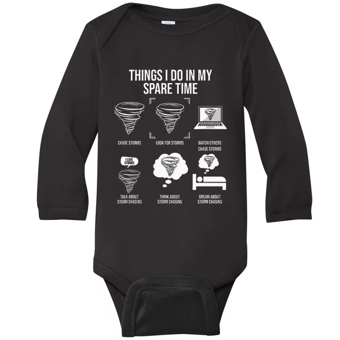 Things I Do In My Spare Time Tornado Storm Chaser Baby Long Sleeve Bodysuit