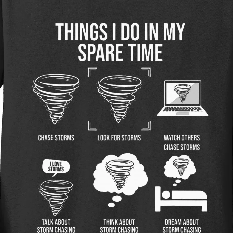 Things I Do In My Spare Time Tornado Storm Chaser Kids Long Sleeve Shirt