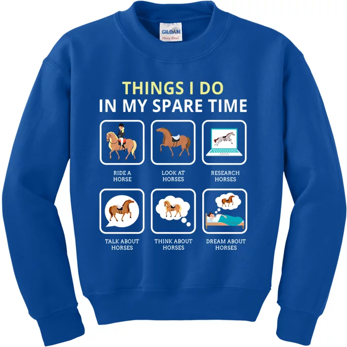 Things I Do In My Spare Time Horse Barn Horseback Riding Funny Gift Kids Sweatshirt