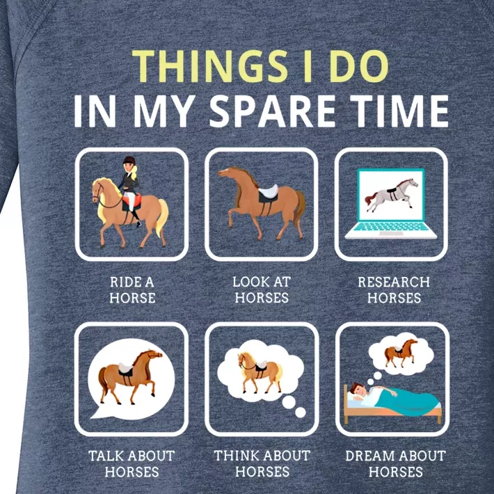 Things I Do In My Spare Time Horse Barn Horseback Riding Funny Gift Women's Perfect Tri Tunic Long Sleeve Shirt