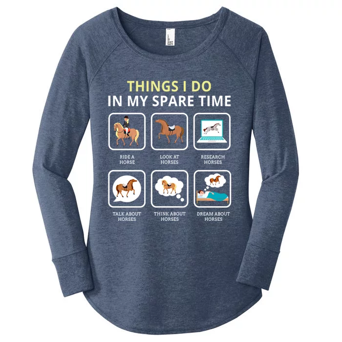 Things I Do In My Spare Time Horse Barn Horseback Riding Funny Gift Women's Perfect Tri Tunic Long Sleeve Shirt